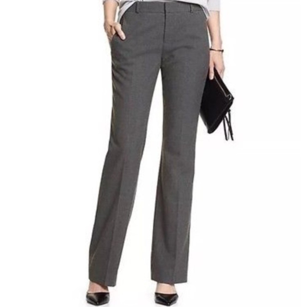 "NWT" Banana Republic Ryan Fit Mid Rise Straight Leg Dark Gray Pants 8P- Office